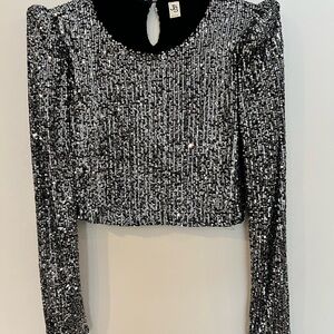 Sequin Black Long Sleeve Top